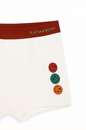 Erkek Çocuk Gülen Yüz Desenli 2'li Boxer Yeşil