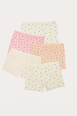 Kız Çocuk Kelebek Desenli 5'li Boxer