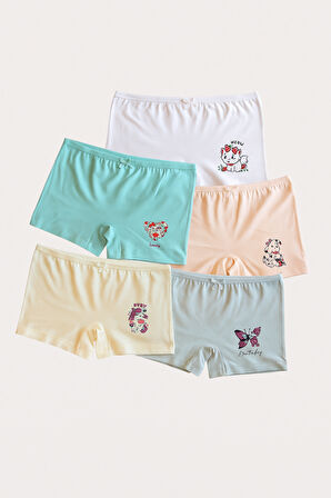 Kız Çocuk Desenli 5'li Boxer