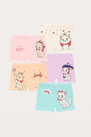 Kız Çocuk Kedi Baskılı 5'li Boxer