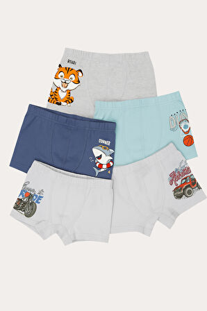 Erkek Çocuk Desenli 5'li Boxer