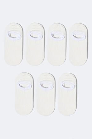 Unisex 7'li Paket Sneakers Patik Çorap Beyaz