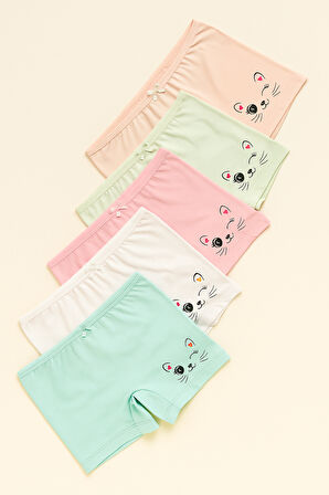 Kız Çocuk 5'li Kedi Desenli Boxer