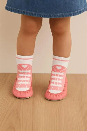 Kız Çocuk Makosen Soket Çorap Patik Panduf – Kaydırmaz Ev & Anaokulu Ayakkabısı Pembe