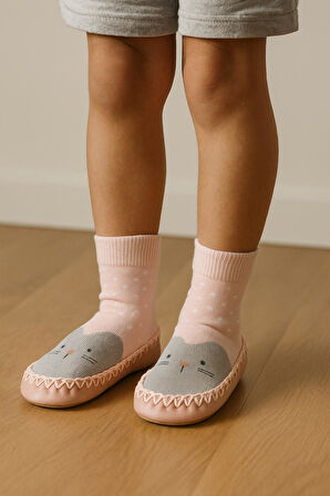 Çocuk Makosen Soket Çorap Patik Panduf – Kaydırmaz Ev & Anaokulu Ayakkabısı Pembe
