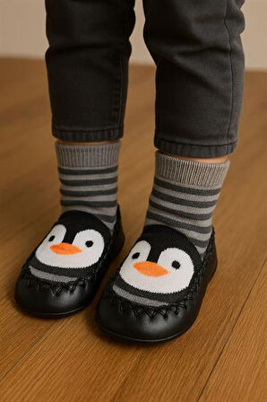 Çocuk Makosen Soket Çorap Patik Panduf – Kaydırmaz Ev & Anaokulu Ayakkabısı Siyah