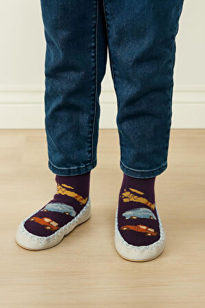 Çocuk Makosen Soket Çorap Patik Panduf – Kaydırmaz Ev & Anaokulu Ayakkabısı Mavi