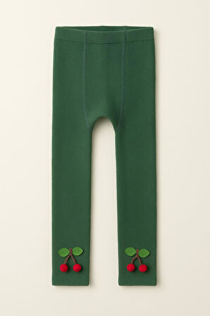 Çocuk Kiraz Aksesuarlı İçi Havlu Tayt