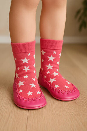 Çocuk Makosen Soket Çorap Patik Panduf – Kaydırmaz Ev & Anaokulu Ayakkabısı Pembe