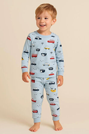 Erkek Çocuk Araba Desenli Pijama Takımı 