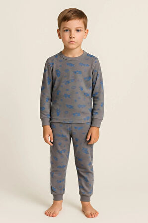 Erkek Çocuk Savaş Uçağı Desenli Pijama Takımı