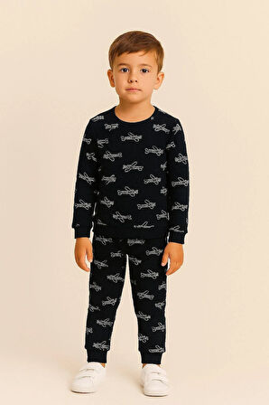Erkek Çocuk Uçak Desenli Pijama Takımı