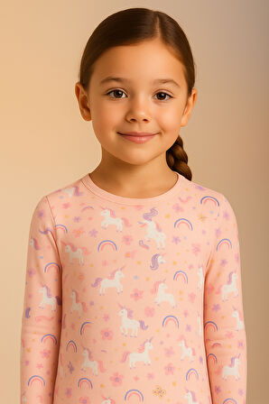 Kız Çocuk Unicorn Desenli Kutulu Pijama Takımı