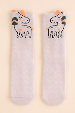 Çocuk Hayvan Desenli Soket Çorap Lila