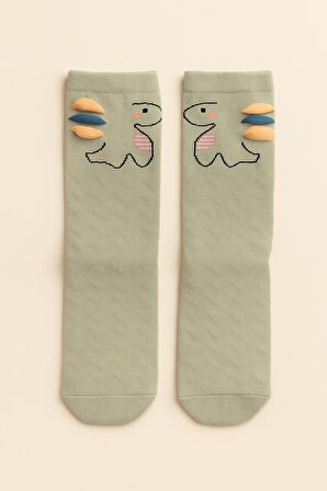Çocuk Hayvan Desenli Soket Çorap Yeşil