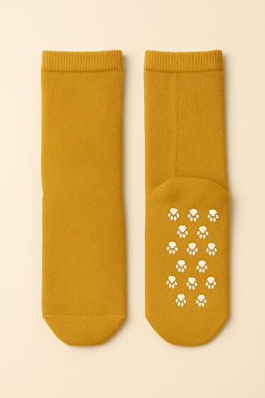 Çocuk Basic Soket Çorap Hardal