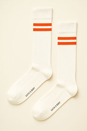 Unisex Çizgi Desenli Ribanalı Soket Çorap