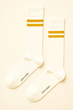 Unisex Çizgi Desenli Soket Çorap