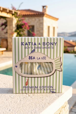 Erkek Çocuk Sea La Vie Premium Kutulu Balık Nakışlı Yeşil Deniz Şortu