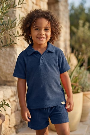 Çocuk Polo Yaka Havlu T-shirt Lacivert