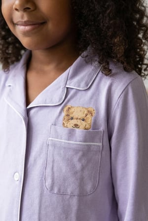Teddy Kutulu Kız Çocuk Pijama Takımı Lila