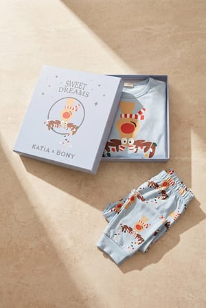 Lovely Deer Kutulu Çocuk Pijama Takımı Mavi