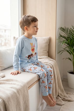 Lovely Deer Kutulu Çocuk Pijama Takımı Mavi