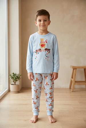 Lovely Deer Kutulu Çocuk Pijama Takımı Mavi