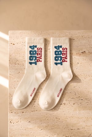 Unisex 2'li Paris Soket Çorap Ekru/Yeşil