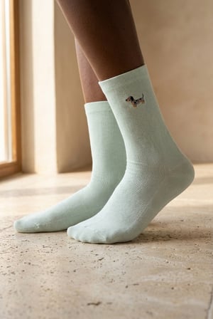 Unisex Köpek Nakışlı Soket Çorap Mavi