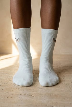 Unisex Köpek Nakışlı Soket Çorap Mavi