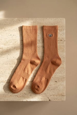Unisex Köpek Nakışlı Soket Çorap Bej