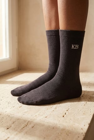 Unisex K&B Nakışlı Soket Çorap Antrasit