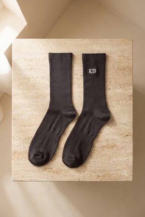 Unisex K&B Nakışlı Soket Çorap Antrasit