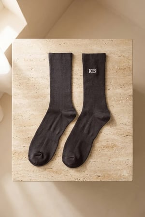 Unisex K&B Nakışlı Soket Çorap Antrasit