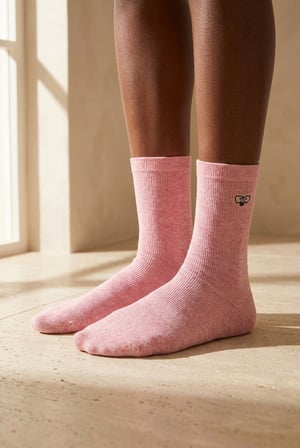 Unisex Köpek Nakışlı Soket Çorap Pembe Melanj