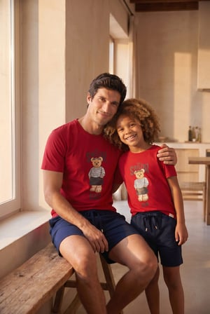 Erkek Çocuk The Sailor Teddy Baskılı Kırmızı Şortlu Takım