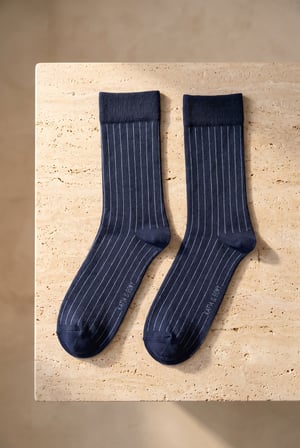 Erkek Şeritli Soket Çorap Lacivert