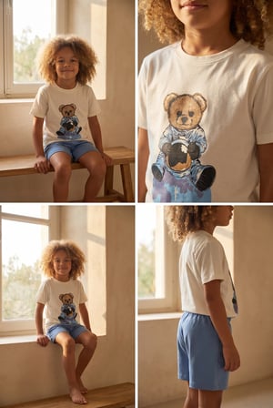 Çocuk Gezgin Teddy Desenli Şortlu Pijama Takımı