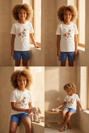 Çocuk Zürafa Desenli Şortlu Pijama Takımı