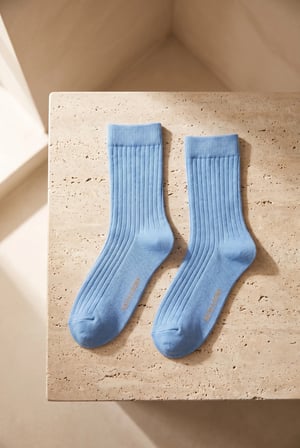 5'li Paket Unisex Soket Çorap Mavi Mix