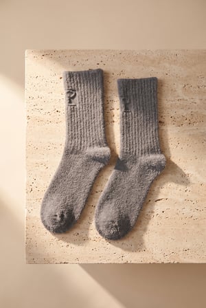 Unisex Cool Havlu Soket Çorap Gri Melanj