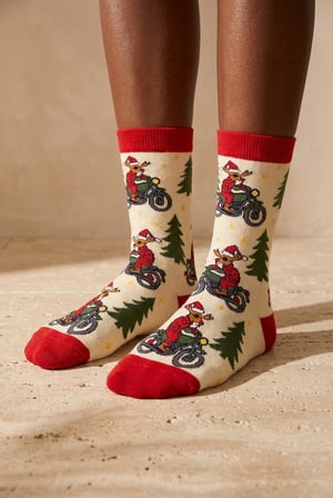 Unisex Biker Deer Yılbaşı Havlu Soket Çorap