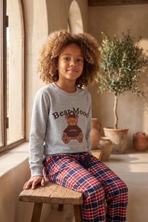 Erkek Çocuk Cute Edition Teddy Baskılı Baskılı Pijama Takımı