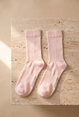 Unisex File Örgülü Soket Çorap Pembe