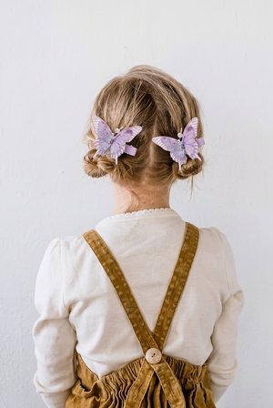 Kız Çocuk Boncuklu 2'li Toka Lila