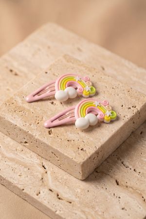 Kız Çocuk Gökkuşağı Pens Toka Pembe