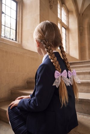 Kız Çocuk Tül Fiyonklu Lastik Toka Lila