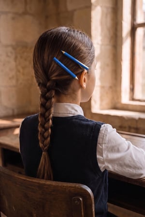 Kız Çocuk Kalem Figürlü 2'li Pens Okul Tokası Mavi
