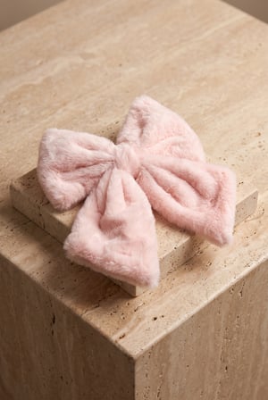 Peluş Fiyonklu Pofuduk Otomat Toka Pembe